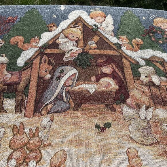 Vtg Christmas Nativity Throw Blanket Child Holy Family 54”x 47 1999 Morehead - Picture 2 of 8